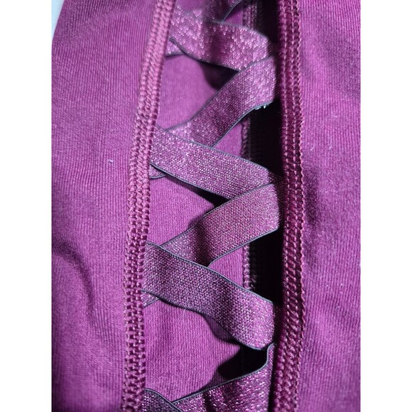 VS Victoria Secret Sport Leggings maroon shimmer cutout Knockout Tights medium - Picture 5 of 6